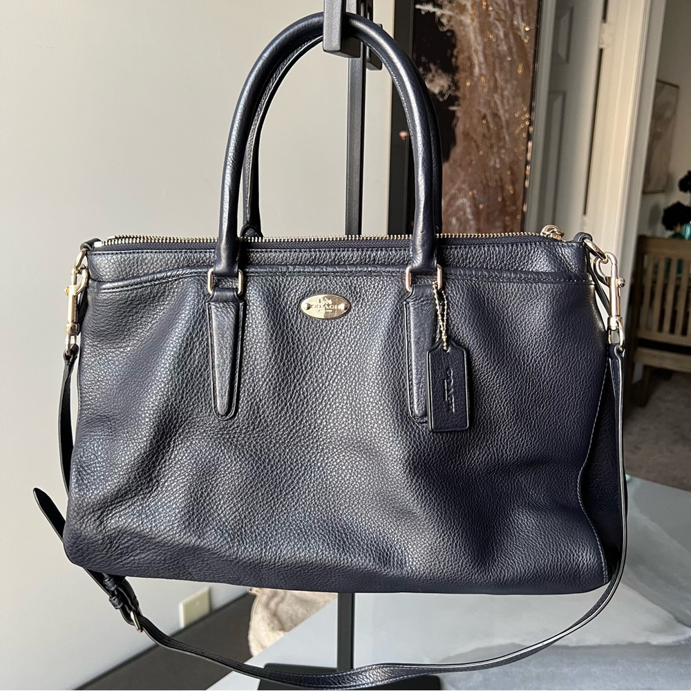 Coach Handbag Morgan Midnight Navy Blue Satchel Shoulder Bag F35185